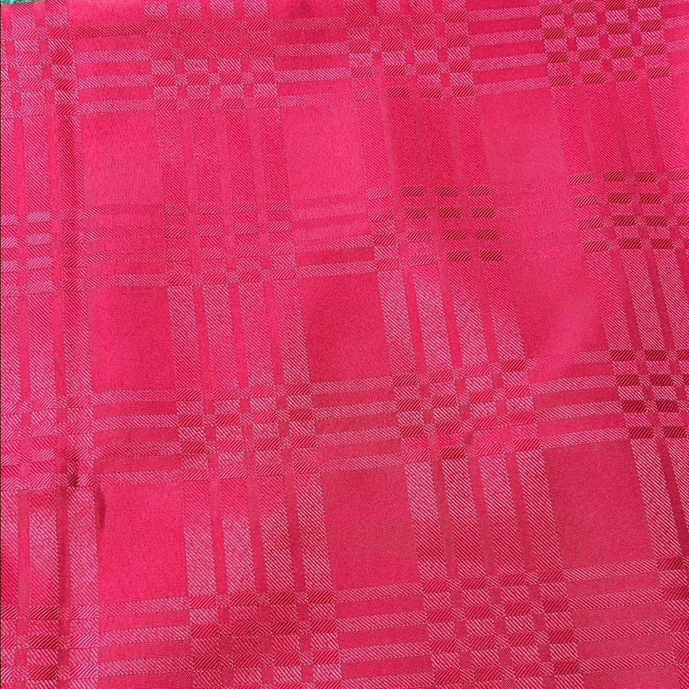 Red Plaid Fabric Tablecloth approximately Seven feet x Five feet Home Decor